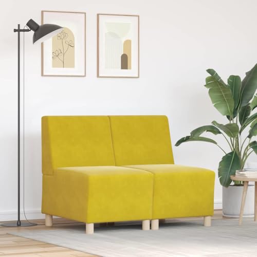 Qnhdfrt Modulares Armfreies Samtsofa 2er Set Gelb 55 cm Breit Modernes Zweisitzsofa mit Robuster Sperrholzstruktur Komfortable Sitzhöhe 45 cm für Wohnzimmer Gästezimmer und Lounge von Qnhdfrt