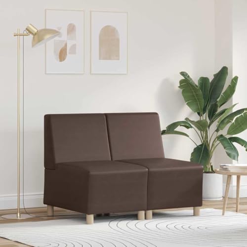 Qnhdfrt Modulares Armfreies Schlafsofa 2er Set Braun 55x55x82 cm Kunstleder Fleckenresistent Kratzfest Schaumstoff Easy Clean Modernes Lounge Sofa für Wohnzimmer Jugendzimmer Küche Balkon von Qnhdfrt