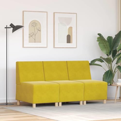 Qnhdfrt Modulares Armfreies Sofa 3er Set Samt Gelb 55x55x45 cm Modernes Design mit Sperrholzrahmen Höchster Sitzkomfort für Wohnzimmer Jugendzimmer und kleine Balkone Qnhdfrt Modulares Armfreies Sofa 3er Set Samt Gelb 55x55x45 cm Modernes Design mit Sperrholzrahmen Höchster Sitzkomfort für Wohnzimmer Jugendzimmer und kleine Balkone von Qnhdfrt
