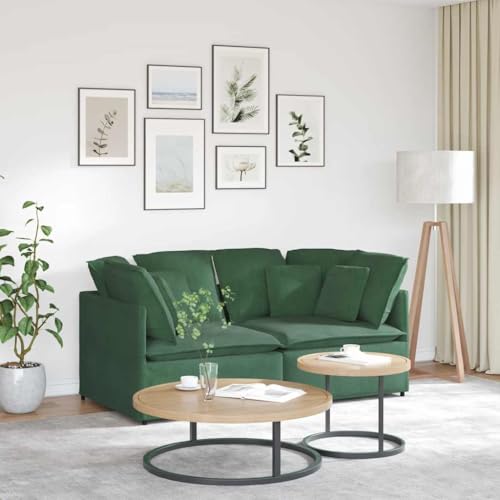 Qnhdfrt Modulares Ecksofa Dunkelgrün Cordstoff 200 x 100 cm mit Kissen Modularer Sofa Couch für Wohnzimmer Sitzecke von Qnhdfrt