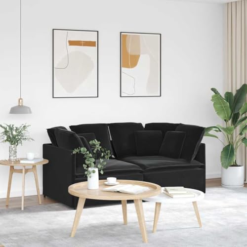 Qnhdfrt Modulares Ecksofa Schwarz Samt mit Kissen 200x100 cm für Wohnzimmer Elegantes Design und hoher Komfort Qnhdfrt Modulares Ecksofa Schwarz Samt mit Kissen 200x100 cm für Wohnzimmer Elegantes Design und hoher Komfort von Qnhdfrt