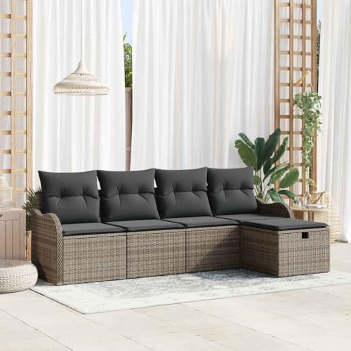 Qnhdfrt Modulares Ecksofa Set 4 Sitzer Grau aus Poly Rattan mit Wetterfesten Kissen Handgewebtes Design für Balkon Terrasse und Garten Qnhdfrt Modulares Ecksofa Set 4 Sitzer Grau aus Poly Rattan mit Wetterfesten Kissen Handgewebtes Design für Balkon Terrasse und Garten von Qnhdfrt