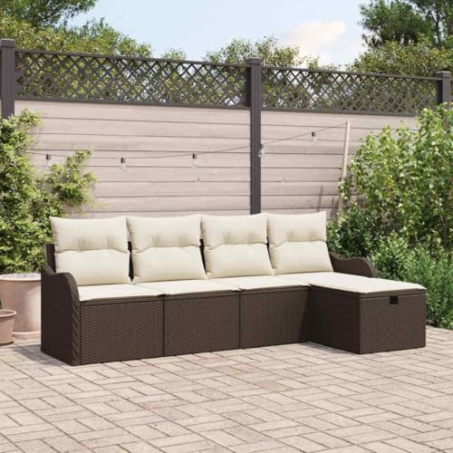 Qnhdfrt Modulares Ecksofa Set 4 Sitzer aus strapazierfähigem Poly Rattan mit wetterfesten Kissen für Garten Terrasse und Balkon von Qnhdfrt