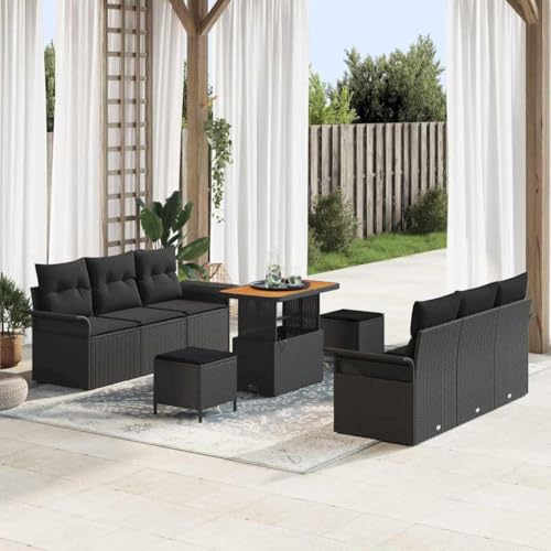 Qnhdfrt Modulares Gartensofa Set aus schwarzem Poly Rattan mit Kissen, 5-teilig, wetterfest und bequem für Garten, Balkon und Terrasse von Qnhdfrt