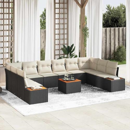 Qnhdfrt Modulares Outdoor Ecksofa Schwarz Poly-Rattan Gartenmöbel Set mit Kissen Flexibles Design für Balkon Terrasse und Garten Qnhdfrt Modulares Outdoor Ecksofa Schwarz Poly-Rattan Gartenmöbel Set mit Kissen Flexibles Design für Balkon Terrasse und Garten von Qnhdfrt
