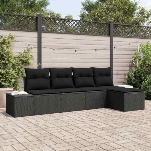 Qnhdfrt Modulares Outdoor Ecksofa Set Schwarz Poly Rattan mit Kissen 5-TLG. Garten Lounge Set für Balkon und Terrasse Qnhdfrt Modulares Outdoor Ecksofa Set Schwarz Poly Rattan mit Kissen 5-TLG. Garten Lounge Set für Balkon und Terrasse von Qnhdfrt