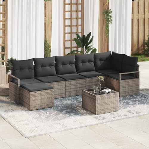 Qnhdfrt Modulares Outdoor Gartensofa Set in Grau aus Poly-Rattan mit 10 Kissen, Wetterfest und Flexibel für Garten, Terrasse oder Balkon Qnhdfrt Modulares Outdoor Gartensofa Set in Grau aus Poly-Rattan mit 10 Kissen, Wetterfest und Flexibel für Garten, Terrasse oder Balkon von Qnhdfrt
