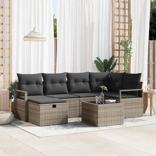 Qnhdfrt Modulares Outdoor Sofaset Grau 4 Sitzer aus Natur Rattan mit Kissen Wetterfest und Flexibel für Terrasse Balkon Garten Qnhdfrt Modulares Outdoor Sofaset Grau 4 Sitzer aus Natur Rattan mit Kissen Wetterfest und Flexibel für Terrasse Balkon Garten von Qnhdfrt