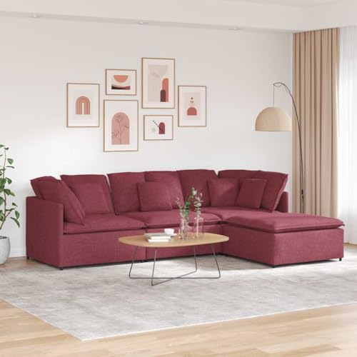 Qnhdfrt Modulares Sofa Set 4-teilig mit Fußhocker und Kissen in Weinrot, Eckcouch für Wohnzimmer und Lounge, Großes Bequemes Stoffsofa mit Metallrahmen Qnhdfrt Modulares Sofa Set 4-teilig mit Fußhocker und Kissen in Weinrot, Eckcouch für Wohnzimmer und Lounge, Großes Bequemes Stoffsofa mit Metallrahmen von Qnhdfrt