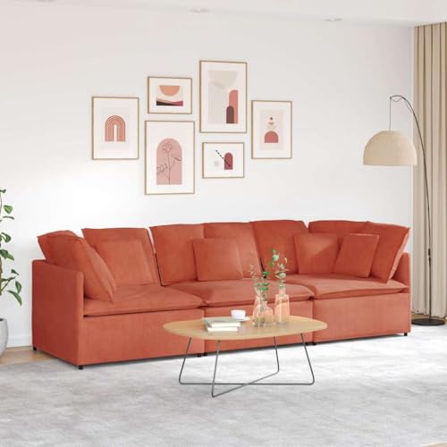Qnhdfrt Modulares Sofa Set Rot-Orange Cordstoff Wohnzimmer Ecksofa mit Kissen für Sitzecke Qnhdfrt Modulares Sofa Set Rot-Orange Cordstoff Wohnzimmer Ecksofa mit Kissen für Sitzecke von Qnhdfrt