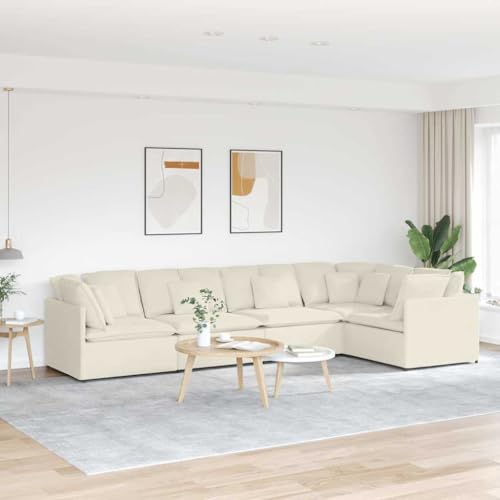 Qnhdfrt Modulares Sofa Set Samt Creme - 5-teilig Ecksofa mit Kissen, 400x200x64cm für Wohnzimmer und Lounge von Qnhdfrt