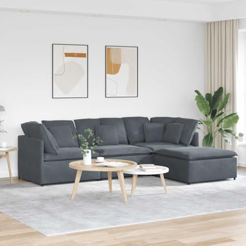 Qnhdfrt Modulares Sofa Set mit Ecksofa und Fußhocker Samt Dunkelgrau 300x200x64 cm Großes Wohnlandschaft für Wohnzimmer und Sitzecke Bequemes Design Qnhdfrt Modulares Sofa Set mit Ecksofa und Fußhocker Samt Dunkelgrau 300x200x64 cm Großes Wohnlandschaft für Wohnzimmer und Sitzecke Bequemes Design von Qnhdfrt