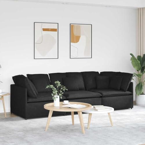 Qnhdfrt Modulares Sofa Set mit Kissen Schwarz Stoff Ecksofa für Wohnzimmer Loungebereich Robuster Metallrahmen und Bequeme Sitzflächen 300x100x64 cm Elegantes Design Qnhdfrt Modulares Sofa Set mit Kissen Schwarz Stoff Ecksofa für Wohnzimmer Loungebereich Robuster Metallrahmen und Bequeme Sitzflächen 300x100x64 cm Elegantes Design von Qnhdfrt