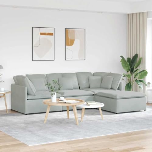 Qnhdfrt Modulares Sofa mit Fußhocker Hellgrau Samt Ecksofa Set 300x200x64cm für Wohnzimmer Lounge Bequem und Langlebig Qnhdfrt Modulares Sofa mit Fußhocker Hellgrau Samt Ecksofa Set 300x200x64cm für Wohnzimmer Lounge Bequem und Langlebig von Qnhdfrt