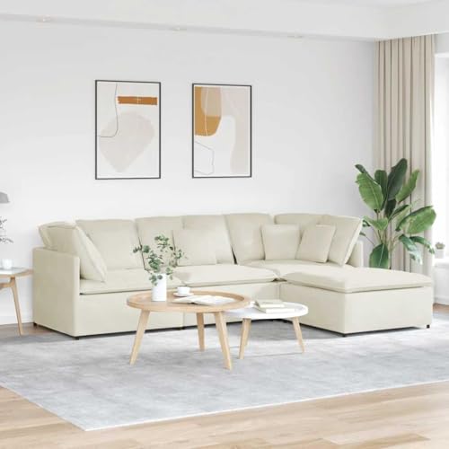 Qnhdfrt Modulares Sofa mit Fußhocker Kissen Samt Cream Ecksofa Sitzecke für Wohnzimmer Balkon Qnhdfrt Modulares Sofa mit Fußhocker Kissen Samt Cream Ecksofa Sitzecke für Wohnzimmer Balkon von Qnhdfrt