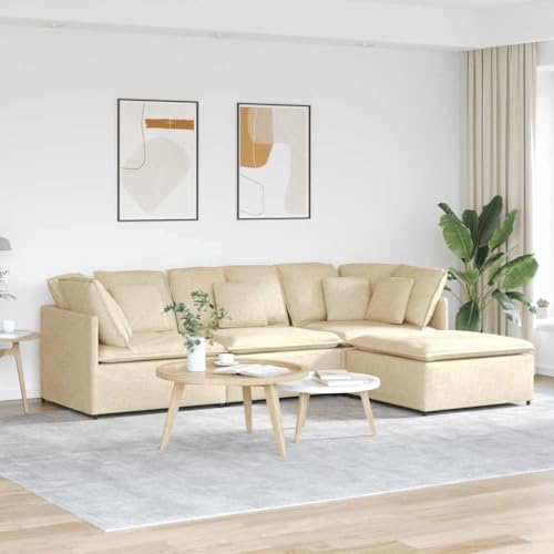 Qnhdfrt Modulares Sofa mit Fußhocker Kissen Stoff Creme Eckcouch für Wohnzimmer Sitzecke Großzügige Sitzgruppe Modular Design Weiche Polsterung Qnhdfrt Modulares Sofa mit Fußhocker Kissen Stoff Creme Eckcouch für Wohnzimmer Sitzecke Großzügige Sitzgruppe Modular Design Weiche Polsterung von Qnhdfrt