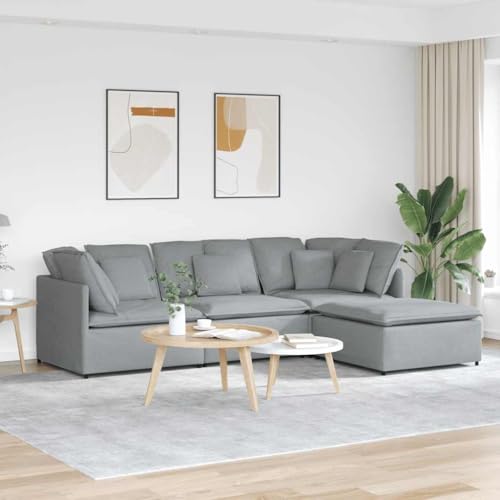 Qnhdfrt Modulares Sofa mit Fußhocker Kissen Stoff Hellgrau Eckcouch Wohnlandschaft für Wohnzimmer Balkon Qnhdfrt Modulares Sofa mit Fußhocker Kissen Stoff Hellgrau Eckcouch Wohnlandschaft für Wohnzimmer Balkon von Qnhdfrt