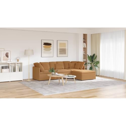 Qnhdfrt Modulares Sofa mit Hocker Kissen Stoff in Lammwolloptik Beige 300x200cm Eckcouch Sitzecke für Wohnzimmer Lounge von Qnhdfrt