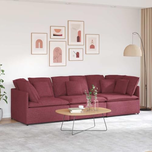 Qnhdfrt Modulares Sofa mit Kissen Weinrot Stoff Wohnlandschaft für Wohnzimmer Eckcouch mit bequemer Sitzfläche und Metallrahmen Qnhdfrt Modulares Sofa mit Kissen Weinrot Stoff Wohnlandschaft für Wohnzimmer Eckcouch mit bequemer Sitzfläche und Metallrahmen von Qnhdfrt