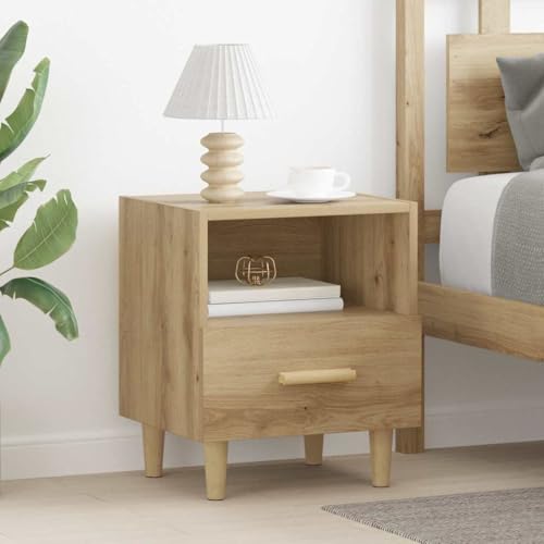 Qnhdfrt Nachttisch 2er Set 40x35x47.5 cm Kiefernoptik Eiche handwerklich moderner Nachttisch mit 2 Schubladen und Regal Robust und platzsparend für Schlafzimmer Flur und Gästezimmer von Qnhdfrt
