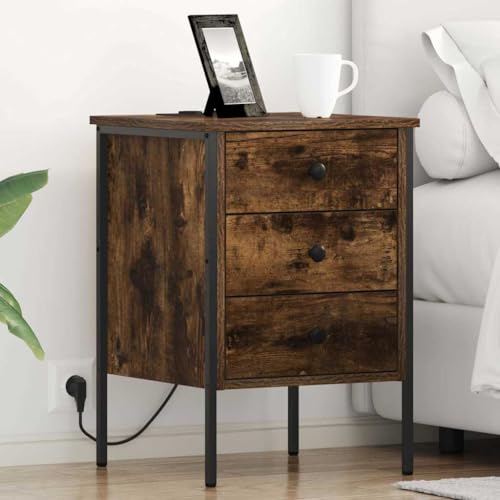 Qnhdfrt Nachttisch 2er Set Räuchereiche 42x41x61 cm Holzwerkstoff mit 6 Schubladen Ladestation & 60 kg Belastbarkeit Vintage Beistelltisch kompakt für Schlafzimmer Wohnzimmer Flur Qnhdfrt Nachttisch 2er Set Räuchereiche 42x41x61 cm Holzwerkstoff mit 6 Schubladen Ladestation & 60 kg Belastbarkeit Vintage Beistelltisch kompakt für Schlafzimmer Wohnzimmer Flur von Qnhdfrt