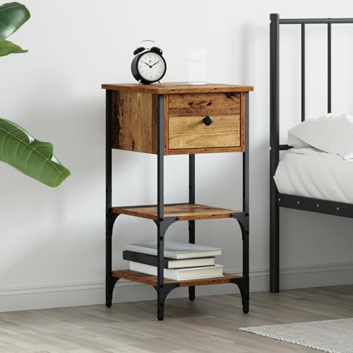 Qnhdfrt Nachttisch Alter Holz 34x36x70 cm Braun Holzwerkstoff Rustikaler Nachtschrank mit Schublade und Regalen für Schlafzimmer Qnhdfrt Nachttisch Alter Holz 34x36x70 cm Braun Holzwerkstoff Rustikaler Nachtschrank mit Schublade und Regalen für Schlafzimmer von Qnhdfrt
