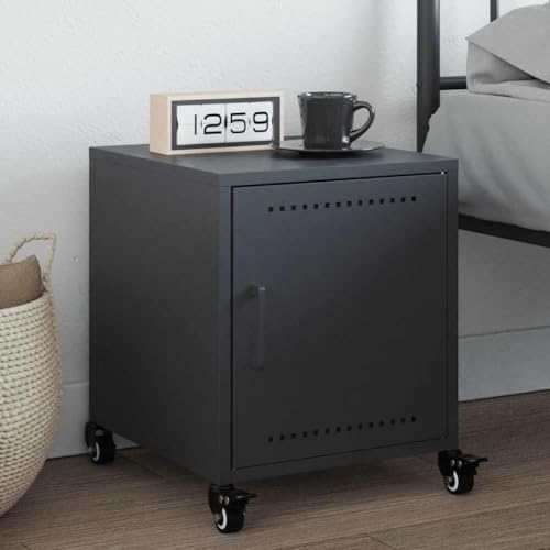 Qnhdfrt Nachttisch Anthrazit aus Stahl 36x39x43,5 cm mit Rollen und Stauraum, schmaler Beistelltisch für Schlafzimmer und Wohnzimmer, modernes Design Qnhdfrt Nachttisch Anthrazit aus Stahl 36x39x43,5 cm mit Rollen und Stauraum, schmaler Beistelltisch für Schlafzimmer und Wohnzimmer, modernes Design von Qnhdfrt