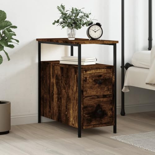 Qnhdfrt Nachttisch Beistelltisch Räuchereiche Holzwerkstoff 30x60x60 cm Kommode mit Eisenrahmen und verstellbaren Füßen für Schlafzimmer und Wohnzimmer Qnhdfrt Nachttisch Beistelltisch Räuchereiche Holzwerkstoff 30x60x60 cm Kommode mit Eisenrahmen und verstellbaren Füßen für Schlafzimmer und Wohnzimmer von Qnhdfrt
