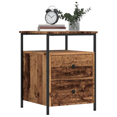 Qnhdfrt Nachttisch Beistelltisch Schmal 44x45x60 cm Altholz-Optik mit 2 Schubladen Metallbeine für Schlafzimmer Modernes Design Praktischer Stauraum Qnhdfrt Nachttisch Beistelltisch Schmal 44x45x60 cm Altholz-Optik mit 2 Schubladen Metallbeine für Schlafzimmer Modernes Design Praktischer Stauraum von Qnhdfrt
