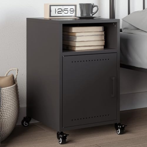 Qnhdfrt Nachttisch Beistelltisch Schwarz Schmal 36x39x59 cm aus Kaltgewalztem Stahl mit Rollen Tür und Stauraum für Schlafzimmer und Wohnzimmer Modernes Design Qnhdfrt Nachttisch Beistelltisch Schwarz Schmal 36x39x59 cm aus Kaltgewalztem Stahl mit Rollen Tür und Stauraum für Schlafzimmer und Wohnzimmer Modernes Design von Qnhdfrt