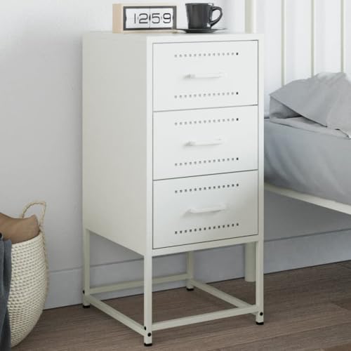 Qnhdfrt Nachttisch Beistelltisch Weiß aus Stahl 36x39x78 cm Industrie Design Robuster Schmaler Schrank mit Viel Stauraum für Schlafzimmer als Sideboard oder Büromöbel Qnhdfrt Nachttisch Beistelltisch Weiß aus Stahl 36x39x78 cm Industrie Design Robuster Schmaler Schrank mit Viel Stauraum für Schlafzimmer als Sideboard oder Büromöbel von Qnhdfrt
