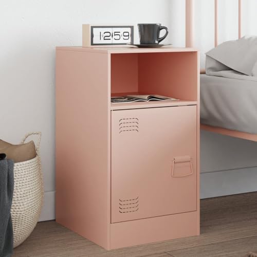 Qnhdfrt Nachttisch Beistelltisch aus Stahl Rosa 34,5x39x62 cm Modernes Design mit Stauraum für Schlafzimmer von Qnhdfrt