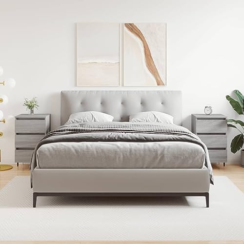 Qnhdfrt Nachttisch Grau Sonoma Holzwerkstoff 40x35x69 cm 2 STK mit 3 Schubladen Elegantes Design für Schlafzimmer von Qnhdfrt