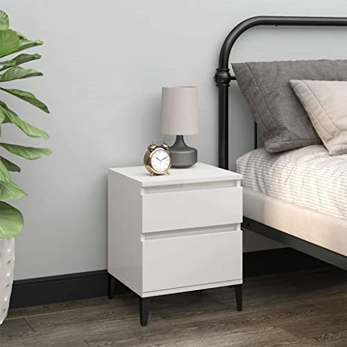 Qnhdfrt Nachttisch Hochglanz-Weiß 40x35x50 cm mit Stauraum Moderner Kleiner Beistelltisch für Schlafzimmer von Qnhdfrt