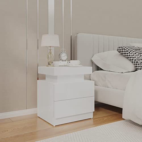 Qnhdfrt Nachttisch Hochglanz Weiß Schmal Kleiner Beistelltisch 45x35x52 cm Holzwerkstoff Modernes Design mit Stauraum für Schlafzimmer und Wohnzimmer von Qnhdfrt