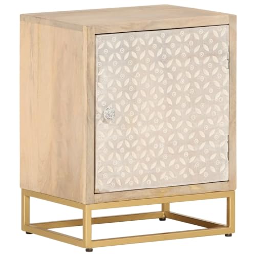 Qnhdfrt Nachttisch Massivholz Mango mit Eisenbeinen 40x30x50 cm Elegantes Design Robuster Stauraum für Schlafzimmer von Qnhdfrt