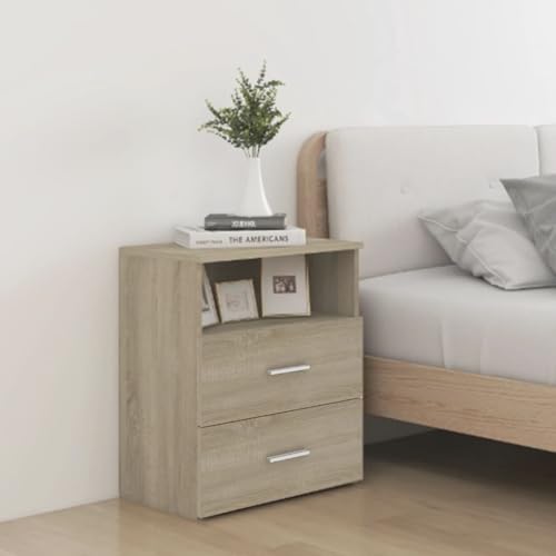 Qnhdfrt Nachttisch Modern Sonoma-Eiche 50x32x60 cm mit 2 Schubladen - Schmaler Nachtschrank fürs Schlafzimmer, Stabiles Design und Praktischer Stauraum Qnhdfrt Nachttisch Modern Sonoma-Eiche 50x32x60 cm mit 2 Schubladen - Schmaler Nachtschrank fürs Schlafzimmer, Stabiles Design und Praktischer Stauraum von Qnhdfrt