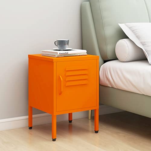 Qnhdfrt Nachttisch Orange 35x35x51 cm Stahl Modern mit Verstellbarem Regal und Schloss, Schmaler Beistelltisch für Schlafzimmer Qnhdfrt Nachttisch Orange 35x35x51 cm Stahl Modern mit Verstellbarem Regal und Schloss, Schmaler Beistelltisch für Schlafzimmer von Qnhdfrt