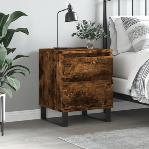 Qnhdfrt Nachttisch Räuchereiche 40x35x50 cm Holzwerkstoff mit Metallbeinen Schublade und Tür Elegantes Design Stabile Tischplatte für Schlafzimmer Qnhdfrt Nachttisch Räuchereiche 40x35x50 cm Holzwerkstoff mit Metallbeinen Schublade und Tür Elegantes Design Stabile Tischplatte für Schlafzimmer von Qnhdfrt