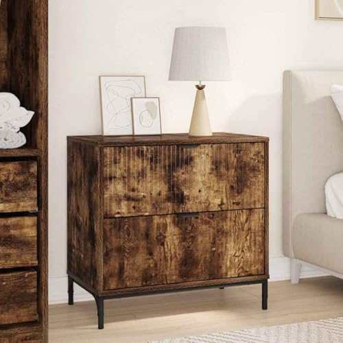 Qnhdfrt Nachttisch Räuchereiche 63,5 x 36 x 61 cm Holzwerkstoff Modernes Kommode mit 2 Schubladen Stauraum Robustes Sideboard für Bedroom und Flur Qnhdfrt Nachttisch Räuchereiche 63,5 x 36 x 61 cm Holzwerkstoff Modernes Kommode mit 2 Schubladen Stauraum Robustes Sideboard für Bedroom und Flur von Qnhdfrt