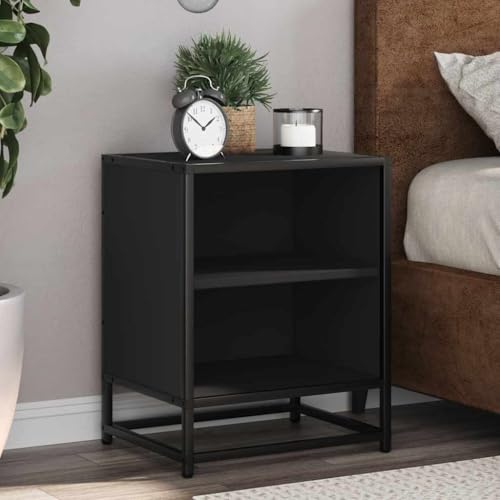 Qnhdfrt Nachttisch Schmal Schwarz 40x31x50 cm aus Holzwerkstoff und Metall mit 2 Regalböden, Stabile Nachtisch Kommode mit Stauraum für Schlafzimmer Qnhdfrt Nachttisch Schmal Schwarz 40x31x50 cm aus Holzwerkstoff und Metall mit 2 Regalböden, Stabile Nachtisch Kommode mit Stauraum für Schlafzimmer von Qnhdfrt