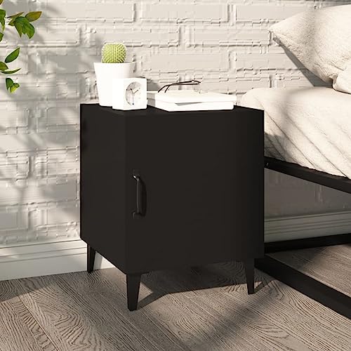 Qnhdfrt Nachttisch Schwarz Holzwerkstoff Moderner Nachtkasten mit Stauraum 40x40x50 cm für Schlafzimmer Stabiles Design von Qnhdfrt