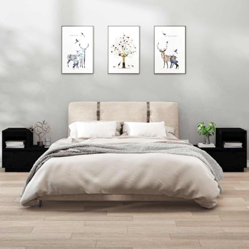 Qnhdfrt Nachttisch Schwarz Massivholz Kiefer mit Schublade 60x34x51 cm 2er Set Schmaler Nachttischschrank mit Stauraum für Schlafzimmer Qnhdfrt Nachttisch Schwarz Massivholz Kiefer mit Schublade 60x34x51 cm 2er Set Schmaler Nachttischschrank mit Stauraum für Schlafzimmer von Qnhdfrt