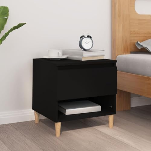Qnhdfrt Nachttisch Schwarz aus Holzwerkstoff 50x46x50 cm Modernes Design mit Stauraum für Schlafzimmer Beistelltisch von Qnhdfrt
