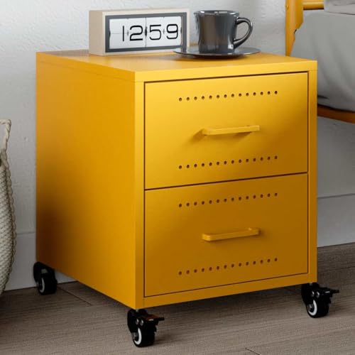 Qnhdfrt Nachttisch Senfgelb aus Stahl 36x39x43,5 cm mit 2 Schubladen und Rollen, schmaler Beistelltisch für Schlafzimmer mit viel Stauraum und zeitlosem Design Qnhdfrt Nachttisch Senfgelb aus Stahl 36x39x43,5 cm mit 2 Schubladen und Rollen, schmaler Beistelltisch für Schlafzimmer mit viel Stauraum und zeitlosem Design von Qnhdfrt