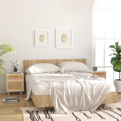 Qnhdfrt Nachttisch Set 2 STK. Weiß aus Massivholz Kiefer und Natur-Rattan 40x30x50cm Schmal mit Schublade und Fach Modernes Design für Schlafzimmer Qnhdfrt Nachttisch Set 2 STK. Weiß aus Massivholz Kiefer und Natur-Rattan 40x30x50cm Schmal mit Schublade und Fach Modernes Design für Schlafzimmer von Qnhdfrt