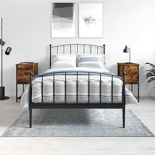 Qnhdfrt Nachttisch Set 2 STK. aus Holzwerkstoff und Eisen in Räuchereiche 32x42x70 cm mit verstellbaren Beinen und viel Stauraum für Schlafzimmer und Wohnzimmer von Qnhdfrt