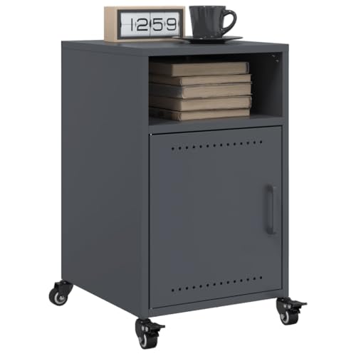 Qnhdfrt Nachttisch Set 2 Stück Anthrazit 36x39x59 cm Kaltgewalzter Stahl Modernes Design Mit Rädern und Griff für Schlafzimmer von Qnhdfrt