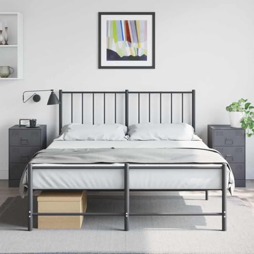 Qnhdfrt Nachttisch Set 2 Stück Anthrazit aus Kaltgewalztem Stahl mit 3 Schubladen Schmal 34,5x39x62 cm Modern Robust für Schlafzimmer von Qnhdfrt