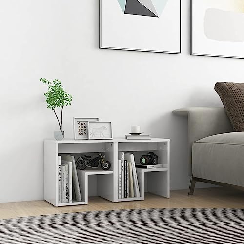 Qnhdfrt Nachttisch Set 2 Stück Hochglanz Weiß 40x30x40 cm Moderne Nachttische mit Regal Stabile Beistelltische für Schlafzimmer von Qnhdfrt